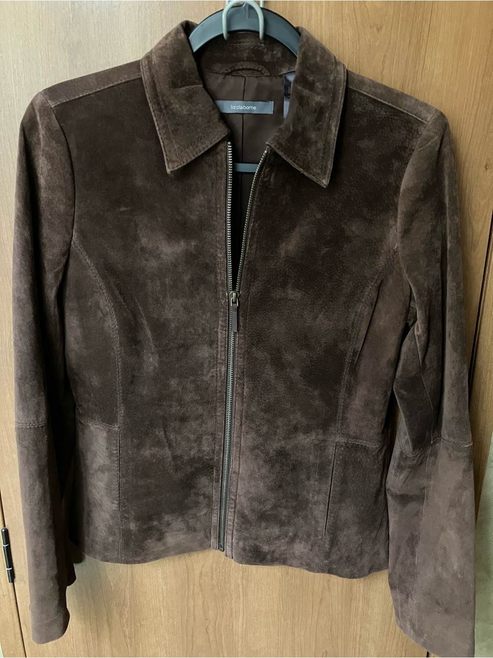 Liz Claiborne Vintage Women's Chocolate Brown Suede Zip Jacket Timeless Size 8